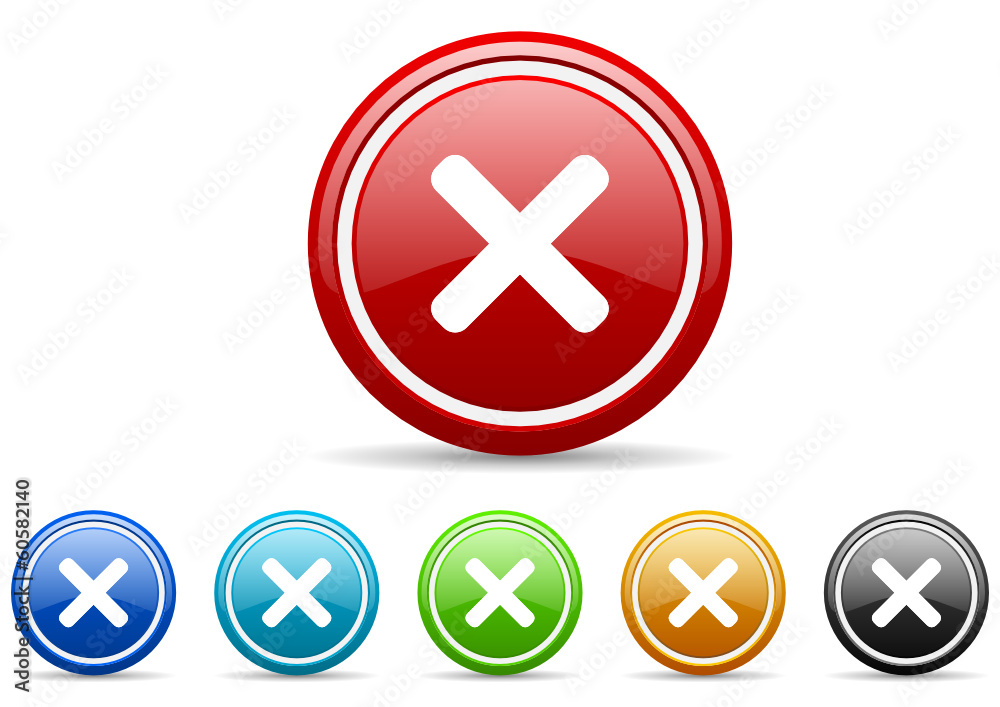 Poster cancel icon vector set