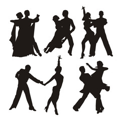 black silhouette of couple dancing