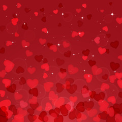 Abstract background with red hearts, illustration.