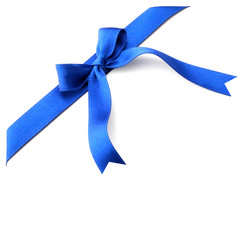 Blue ribbon isolated on white background