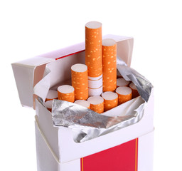 Pack of Cigarettes isolated on white