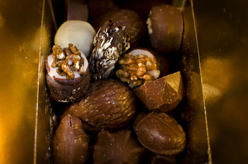 close up of delicious luxury chocolate specialties