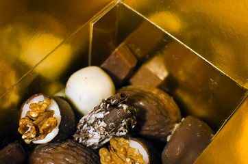 close up of delicious luxury chocolate specialties