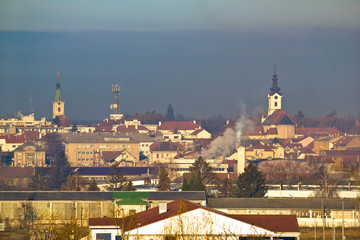 Fototapeta na wymiar Town of Bjelovar winter skyline