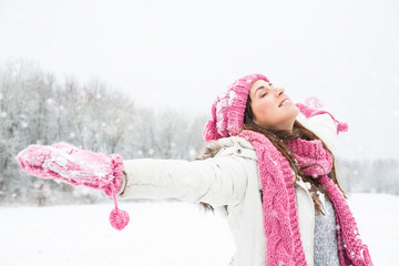 Winter ferien Frau schnee