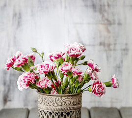 Bouquet of carnation flowers. Copy space