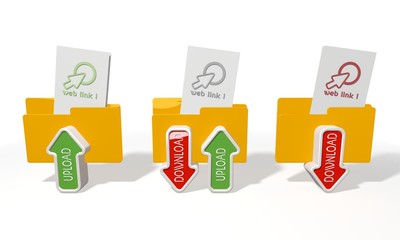 three web link file transfer icons