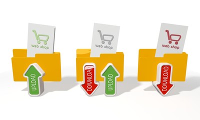 three web shop file transfer icons