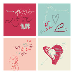 Hand-written Amore Love Amor illustration