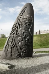 Door stickers Artistic monument historic cast iron sculptures of Gaspe, Quebec,Canada