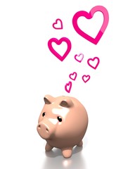 money pig with heart