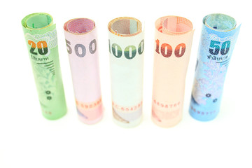 Rolls of Thai banknotes