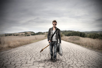 Guitarist on the road