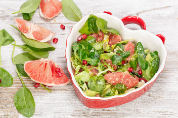 Salad. Salad with grapefruit, avocado and pomegranate seeds