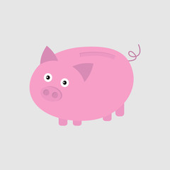 Pink piggy bank. Card