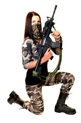 Fototapeta premium beautiful sexy girl holding gun