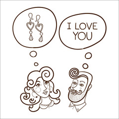 Man and woman in a scene of declaration of love