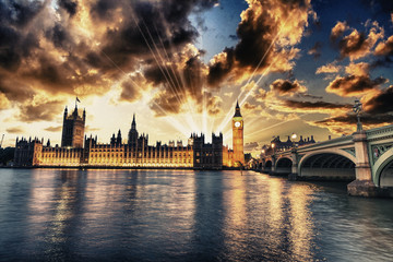 Beautiful view of Westminster by night - obrazy, fototapety, plakaty