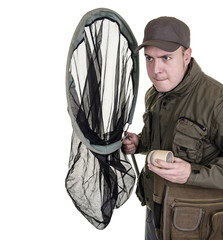 naturalist, entomologist. Man holding butterfly net