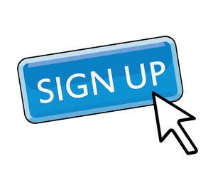 sign up button with cursor pointer