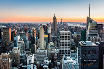 New York Skyline at sunset - obrazy, fototapety, plakaty