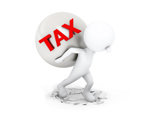 businessman carry heavy tax on back with clipping path