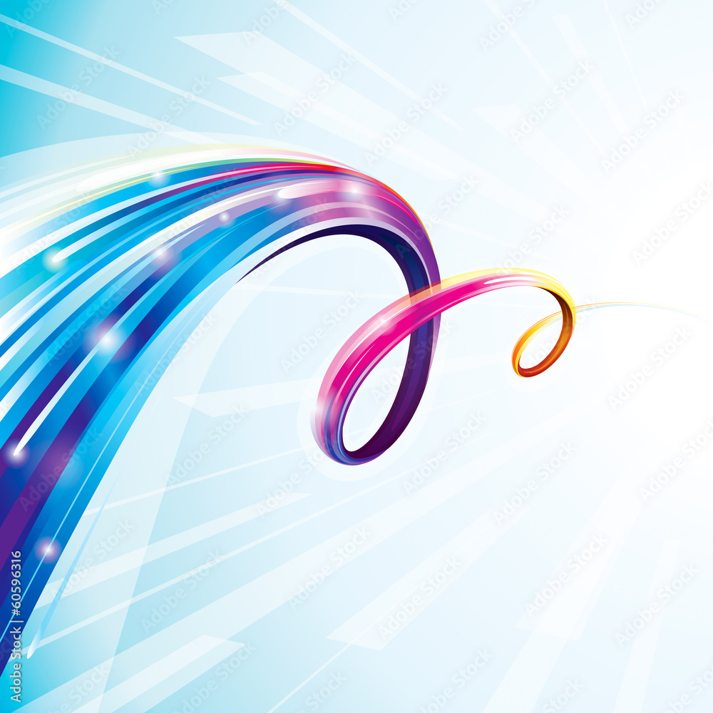 Aufkleber abstract colorful curve digital technology background.