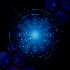 Abstract technology dark blue background.