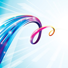 Abstract colorful curve digital technology background.