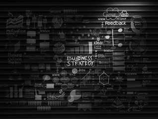 Fototapeta premium hand drawn business strategy on dark texture background as conce