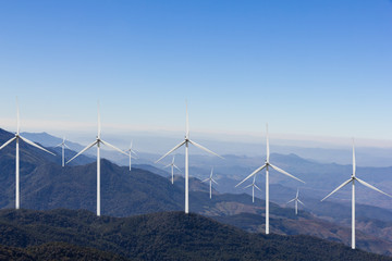Wind turbine farm on mountain