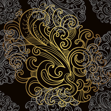 Luxury seamless pattern black and gold