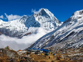 Foto op Plexiglas Annapurna Mount Machhapuchhre en Annapurna basiskamp, Nepal