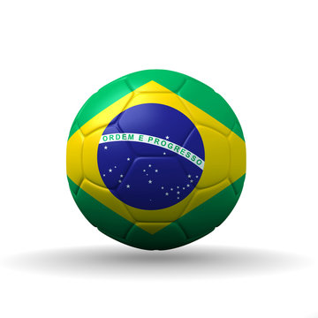Federative Republic of Brazil flag textured on soccer ball , cli