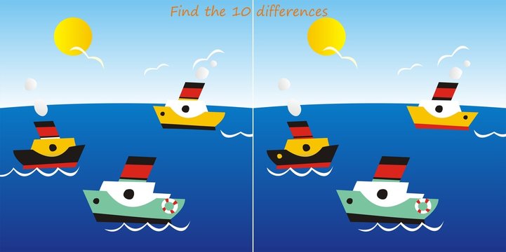 liners-find 10 differences, vector illustration, leisure activity