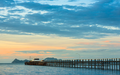Fototapeta na wymiar Wooden Pier , Tropical Island, Thailand