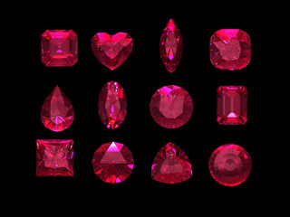 Group of  ruby shape with clipping path