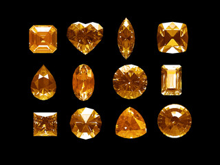 Group of imperial topaz with clipping path - obrazy, fototapety, plakaty
