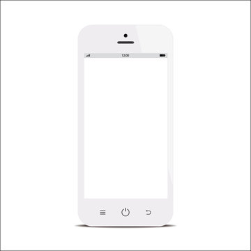 smartphone with blank screen on white background