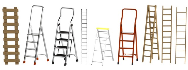 realistic 3d render of ladders - obrazy, fototapety, plakaty