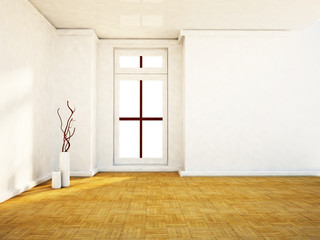 the window and the vases