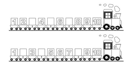cartoon train with numbers 1 10 educational vector illustration for