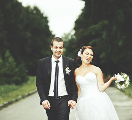 Young wedding caucasian couple.