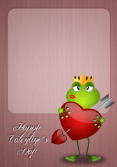 Frog with heart in Valentine's Day