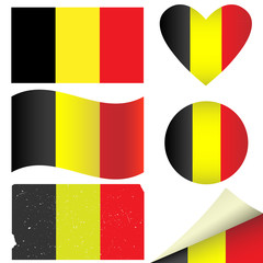Fototapeta premium Belgium flags set. Vector illustration.