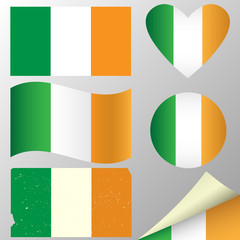 Ireland flags set. Vector illustration.