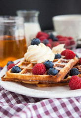 Belgian waffles with fresh berries