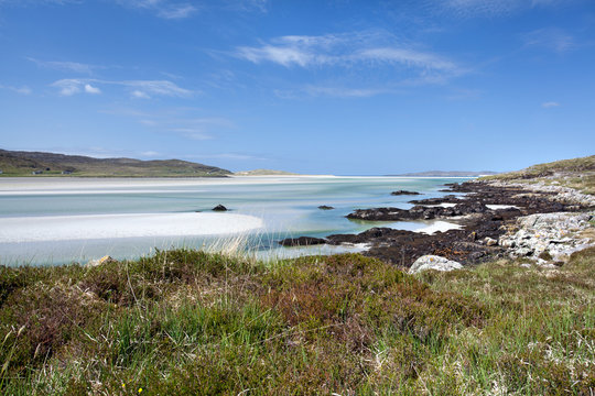 Isle of Harris, white sandy beach at low tide