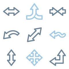 Arrows icons, blue line contour series