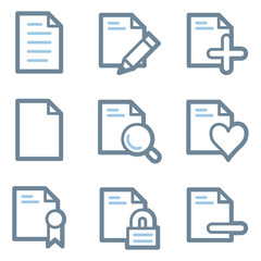 Document icons, blue line contour series
